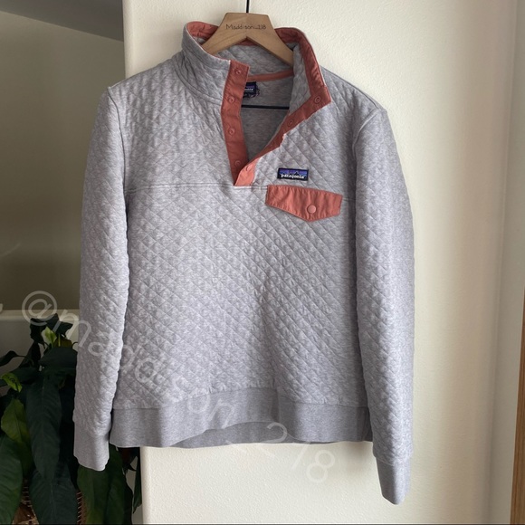 Patagonia Organic Cotton Quilt Snap-T Pullover Sweatshirt Sweater Grey Medium - Picture 3 of 13